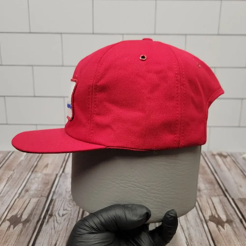 Vintage USA Auctioneers K-Products Snapback Hat Red Made in USA Promo Cap